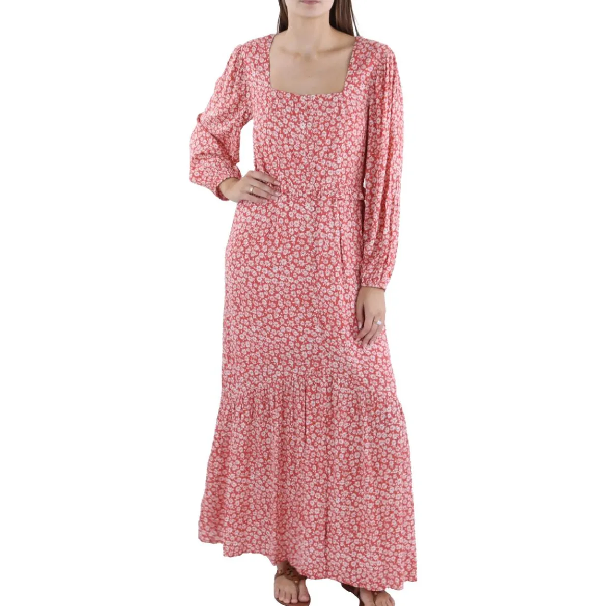 Floral Print Tea Length Maxi Dress