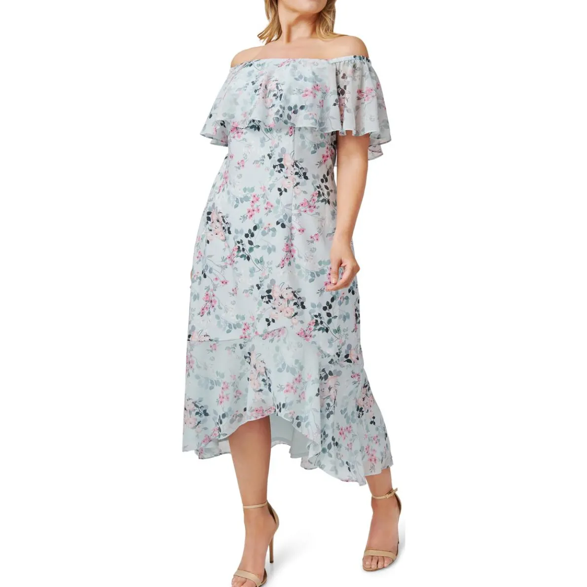 Floral Printed Calf Midi Dress