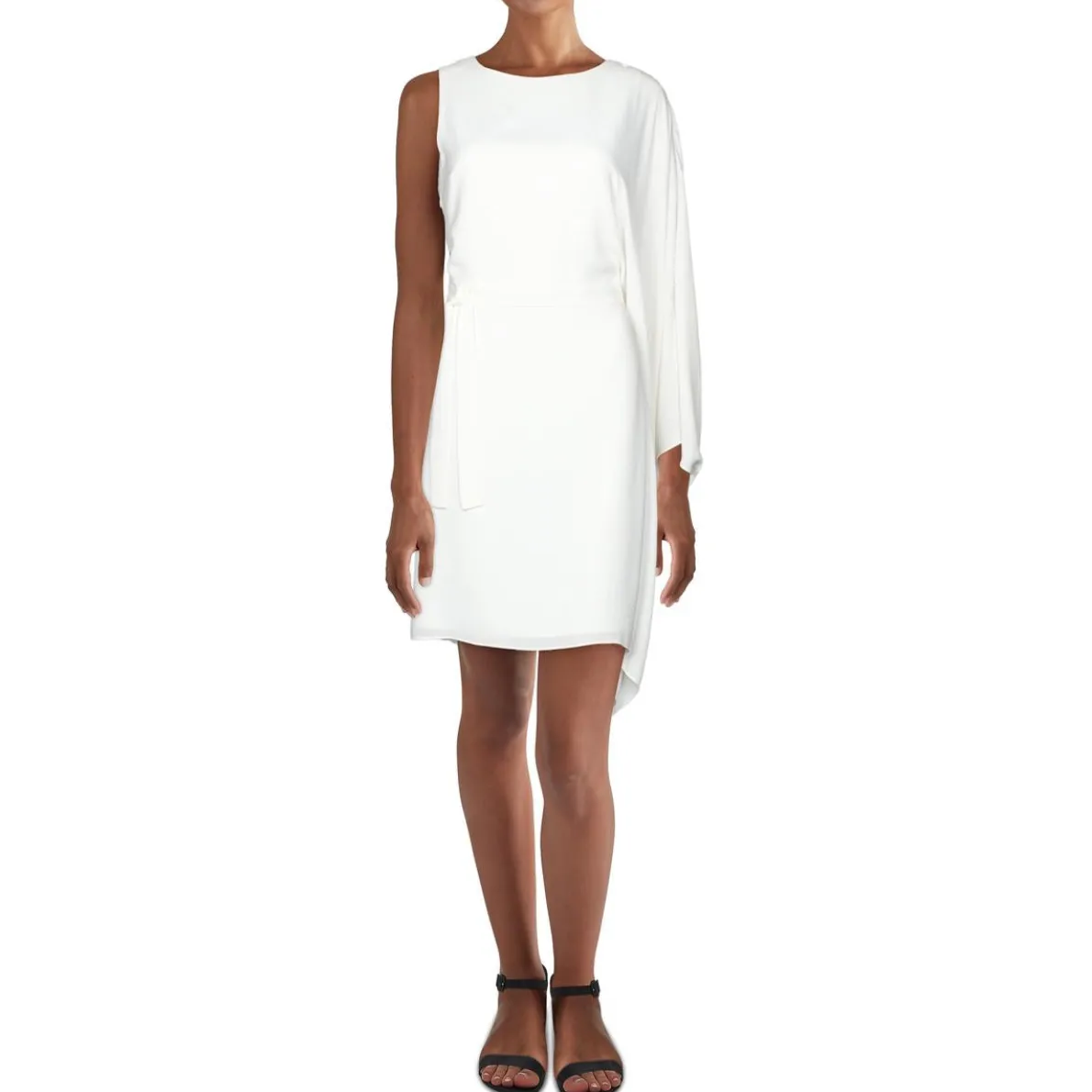 Flowy Sleeve Crewneck Midi Dress