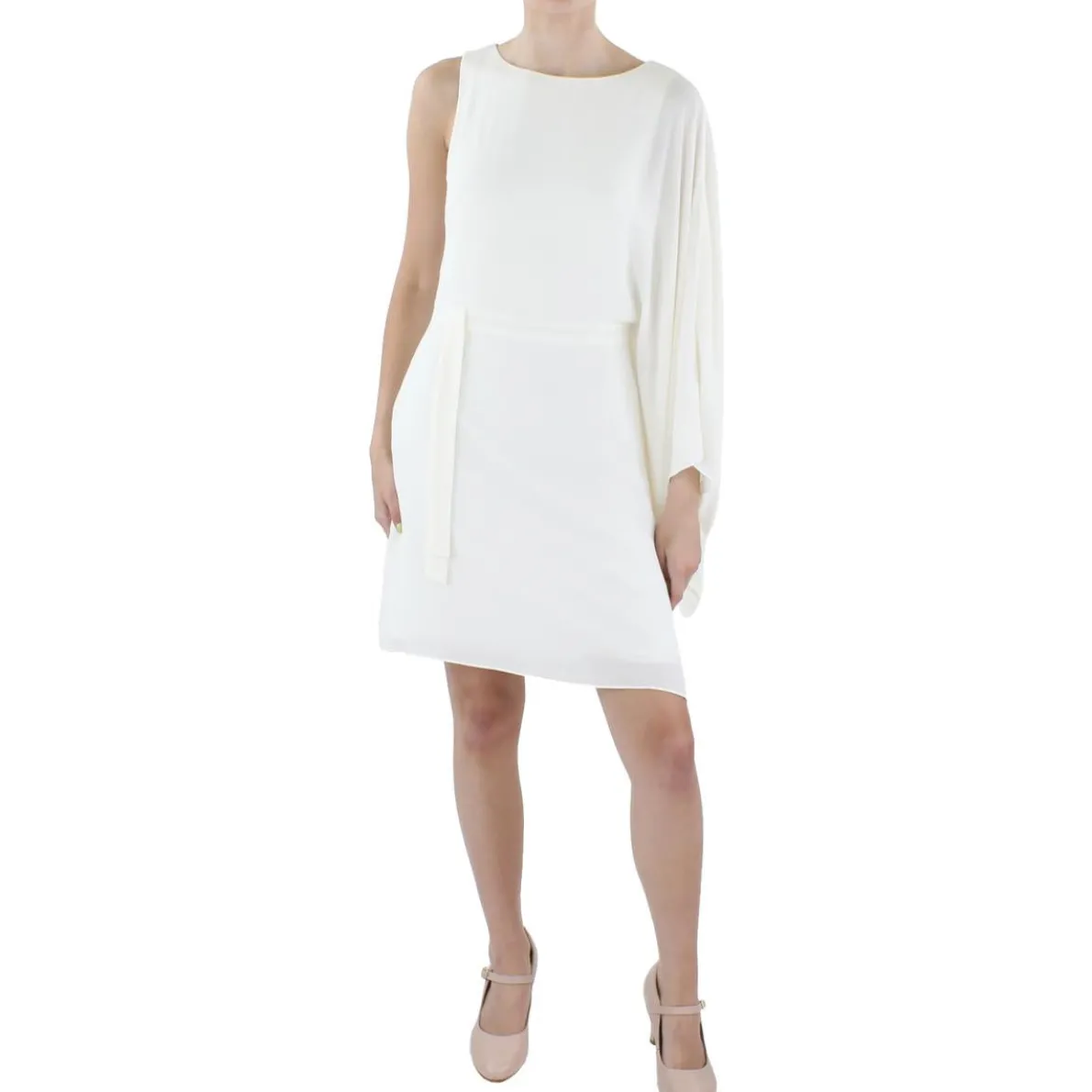 Flowy Sleeve Crewneck Midi Dress