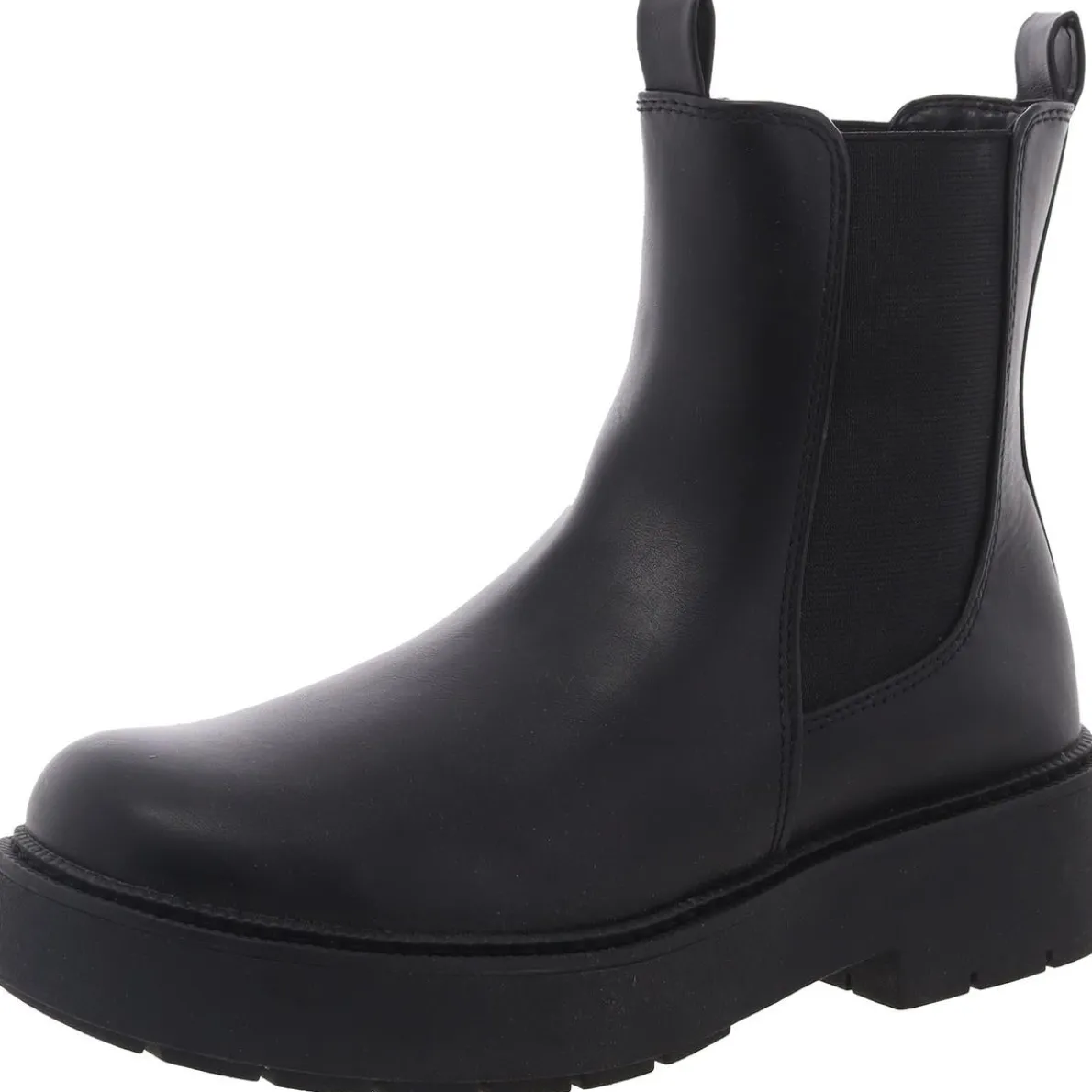 Stretch Faux Leather Chelsea Boots