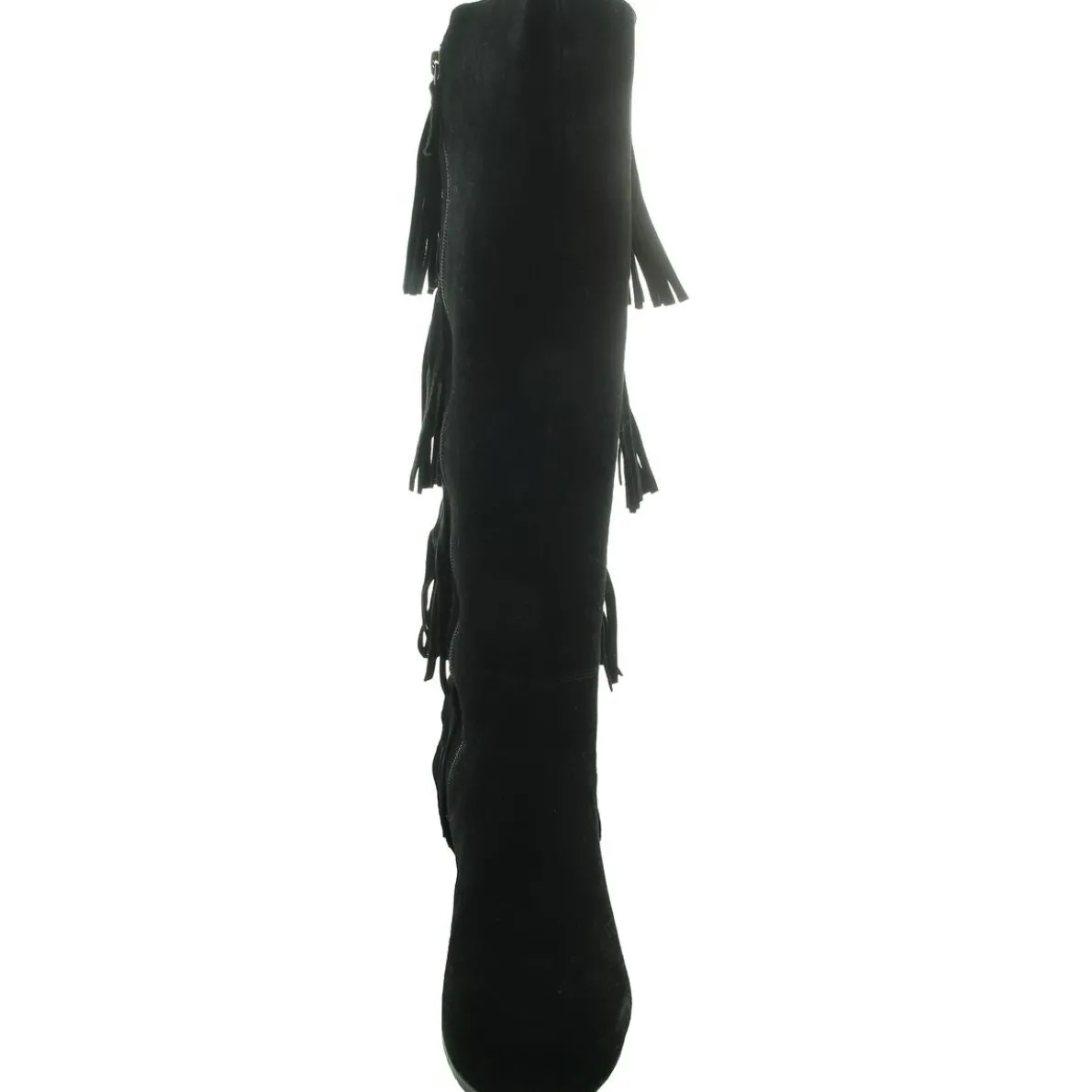 Fringe Leather Knee-High Boots