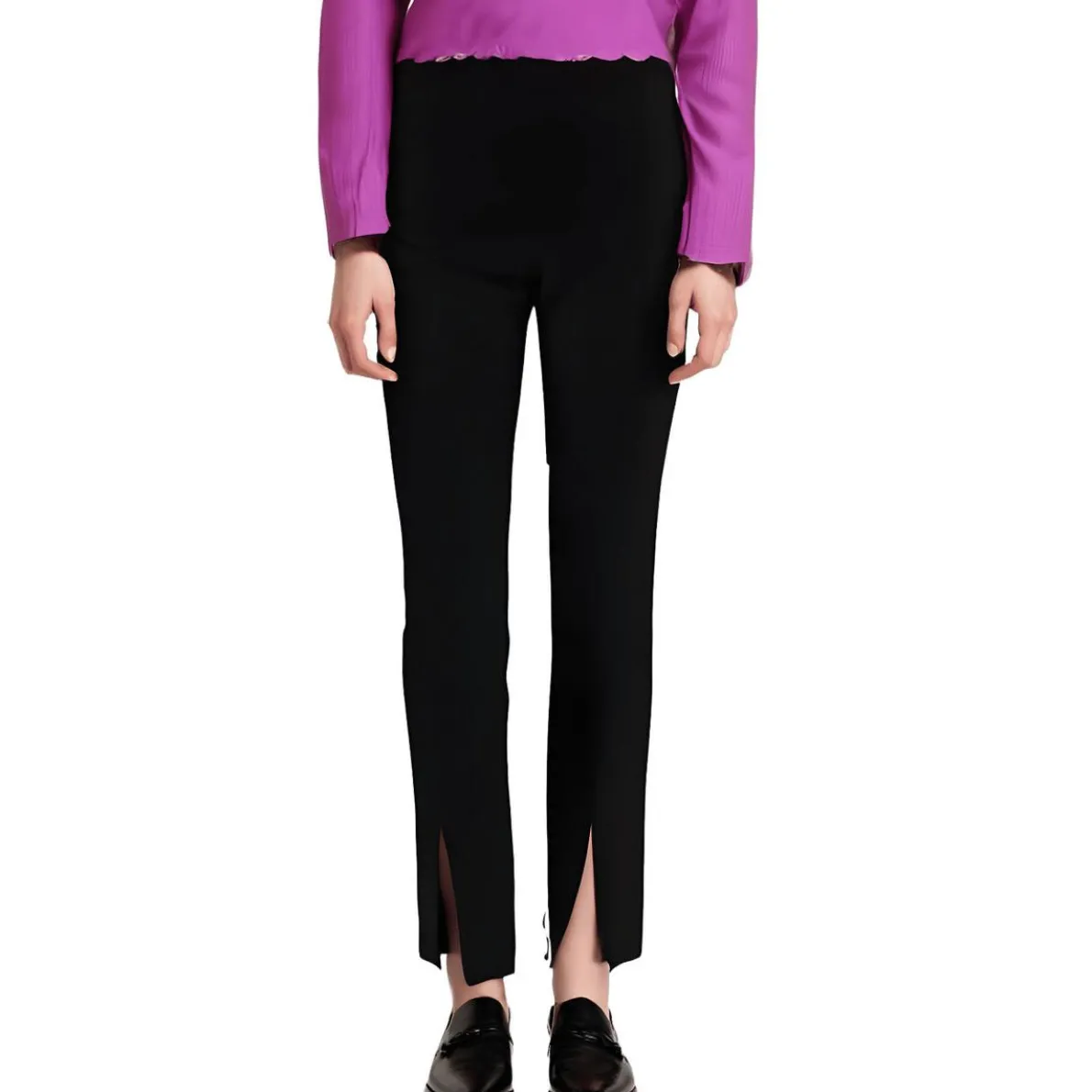 Front Slit High Rise Ankle Pants
