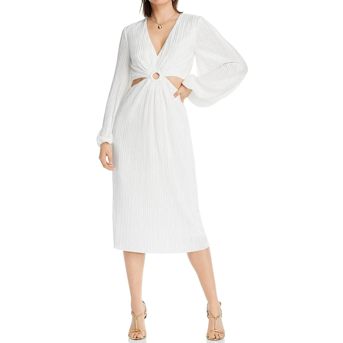 Cut-Out V-Neck Midi Dress