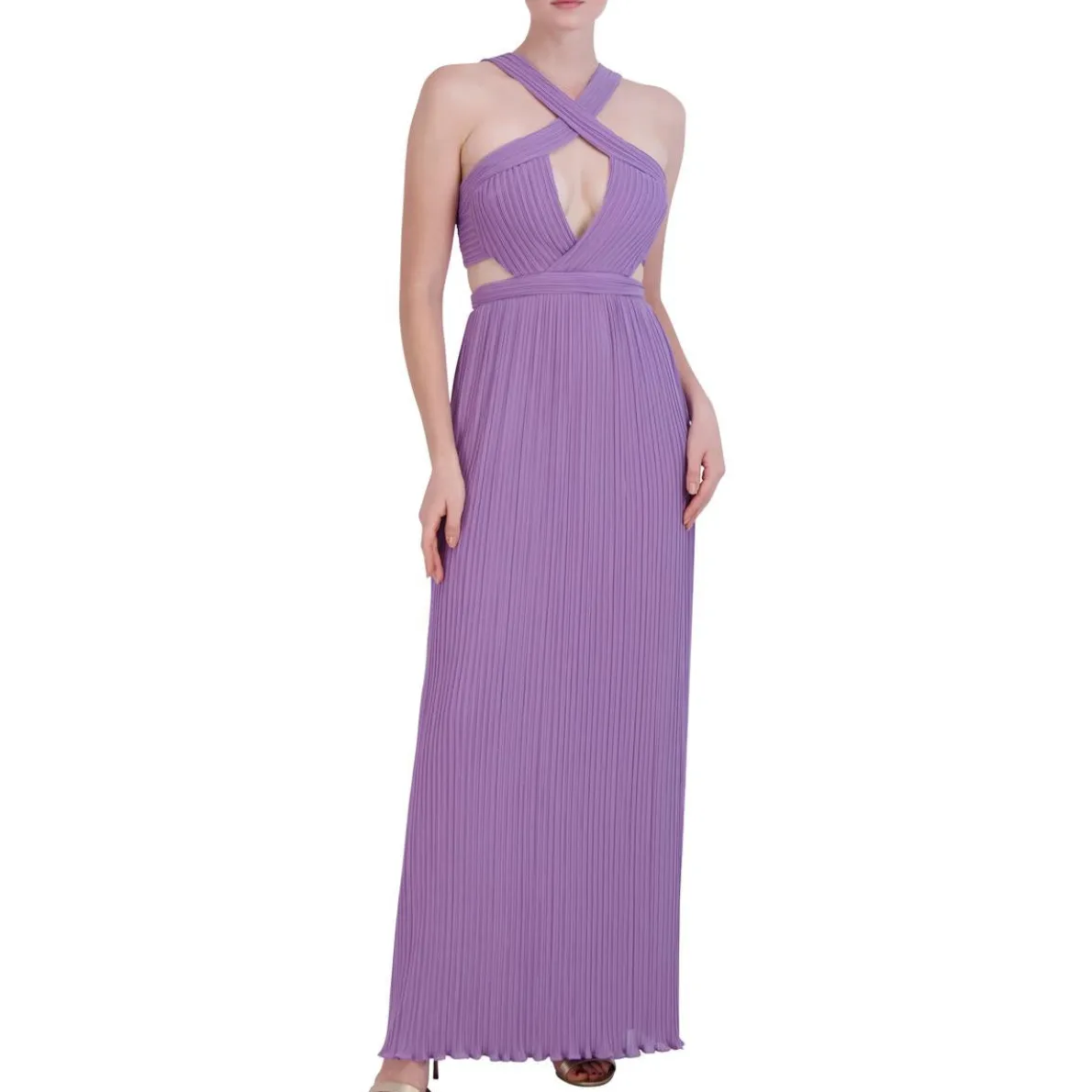 Full Length Pleated Halter Dress