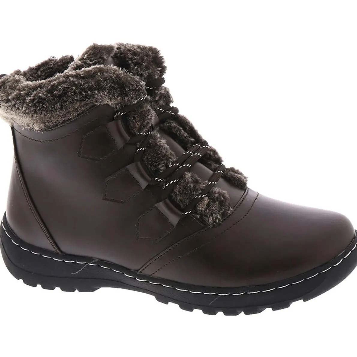 AGNES Faux Leather Faux Fur Lined Winter & Snow Boots