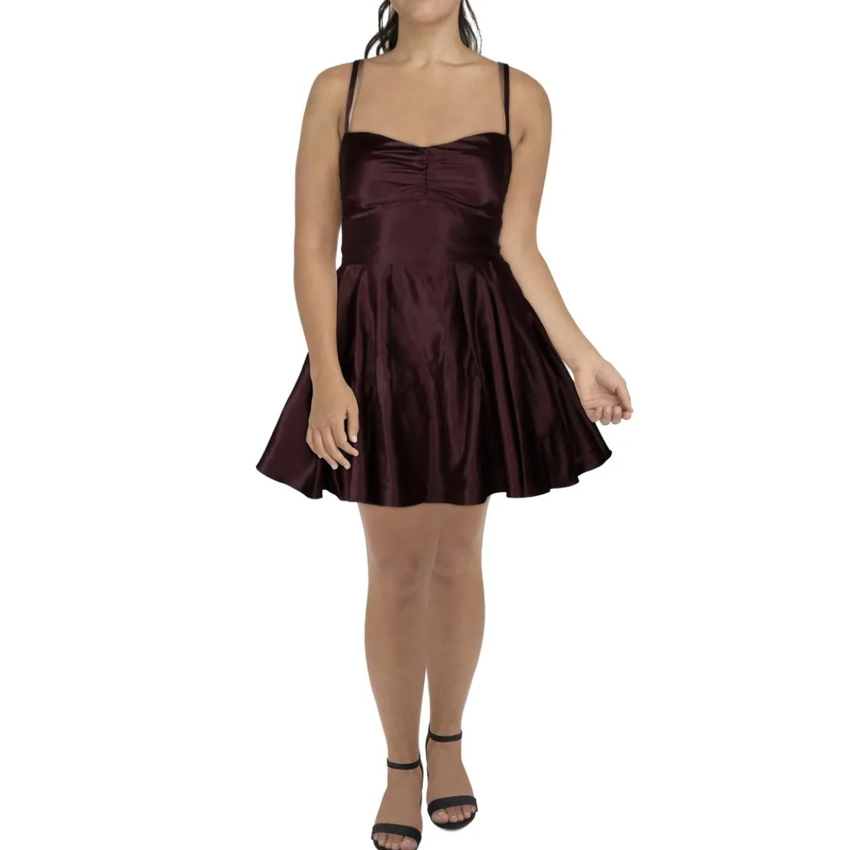 Juniors Lace-Up Satin Mini Dress