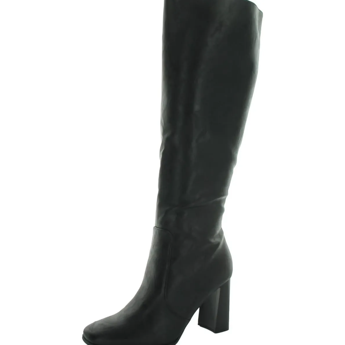 Faux Leather Zipper Knee-High Boots