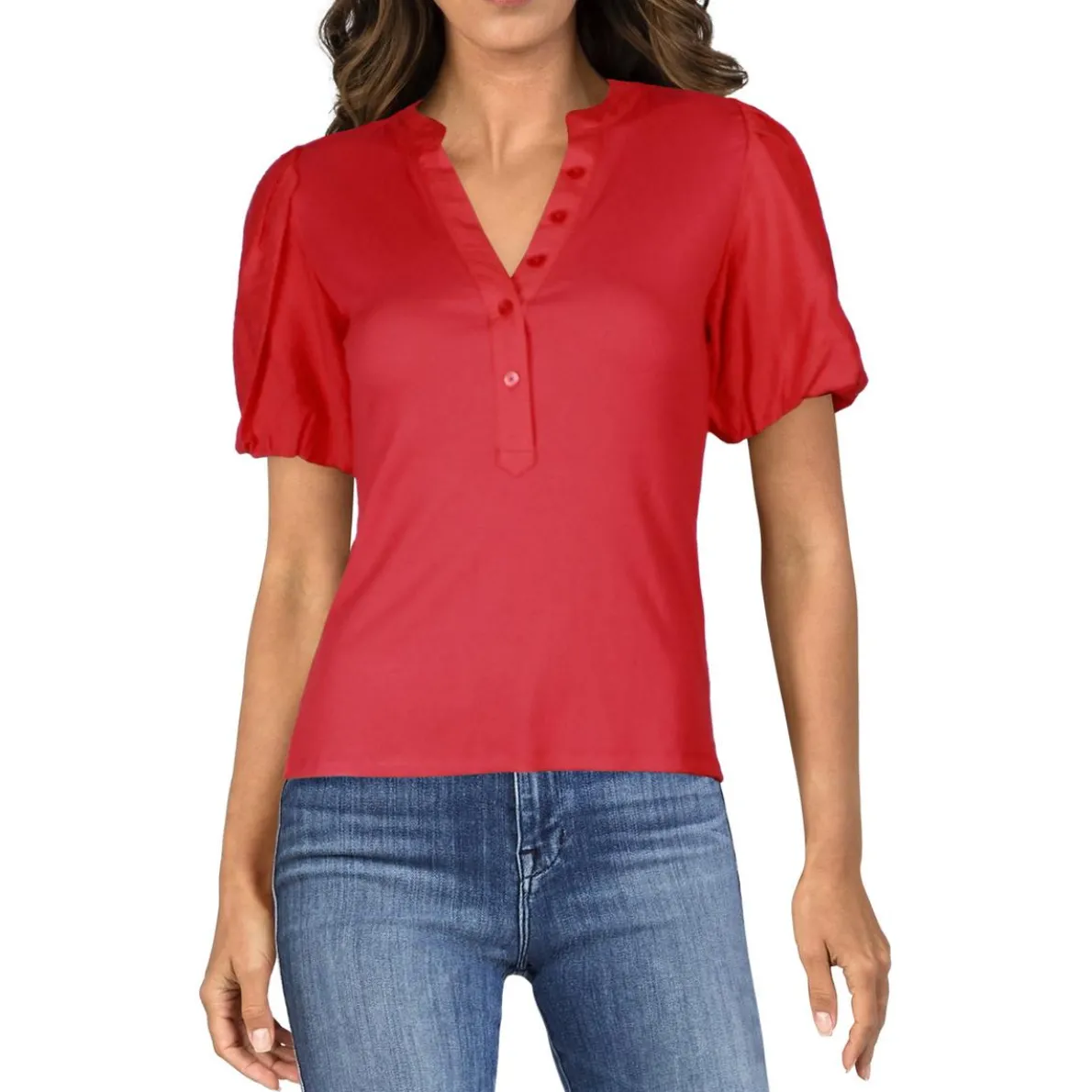 Puff Sleeve Shirt Henley