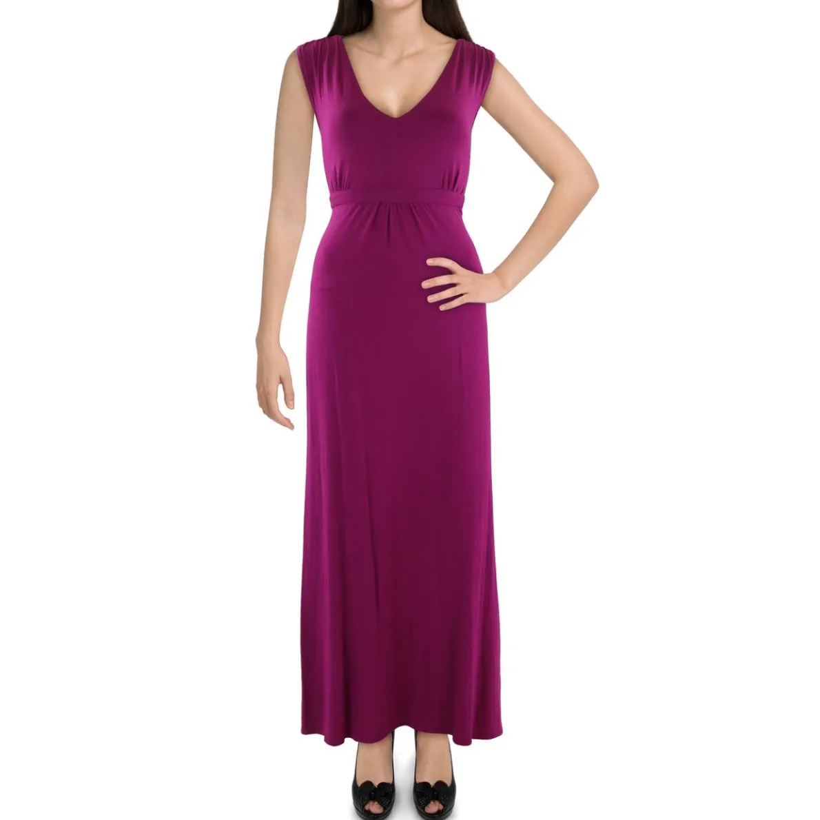 Gathered Rayon Maxi Dress