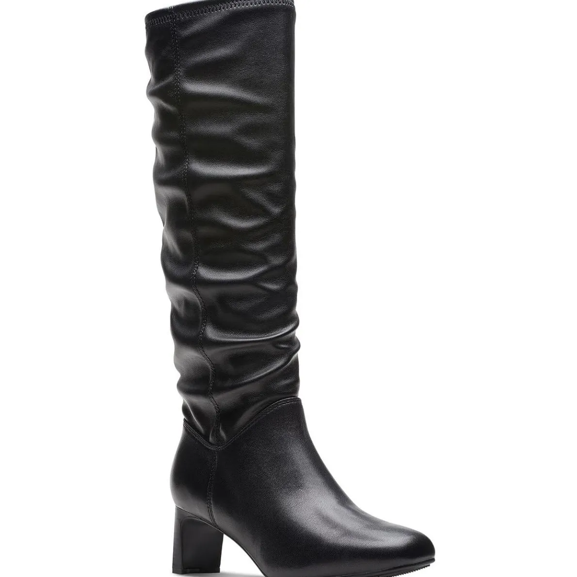 Leather Block Heel Knee-High Boots