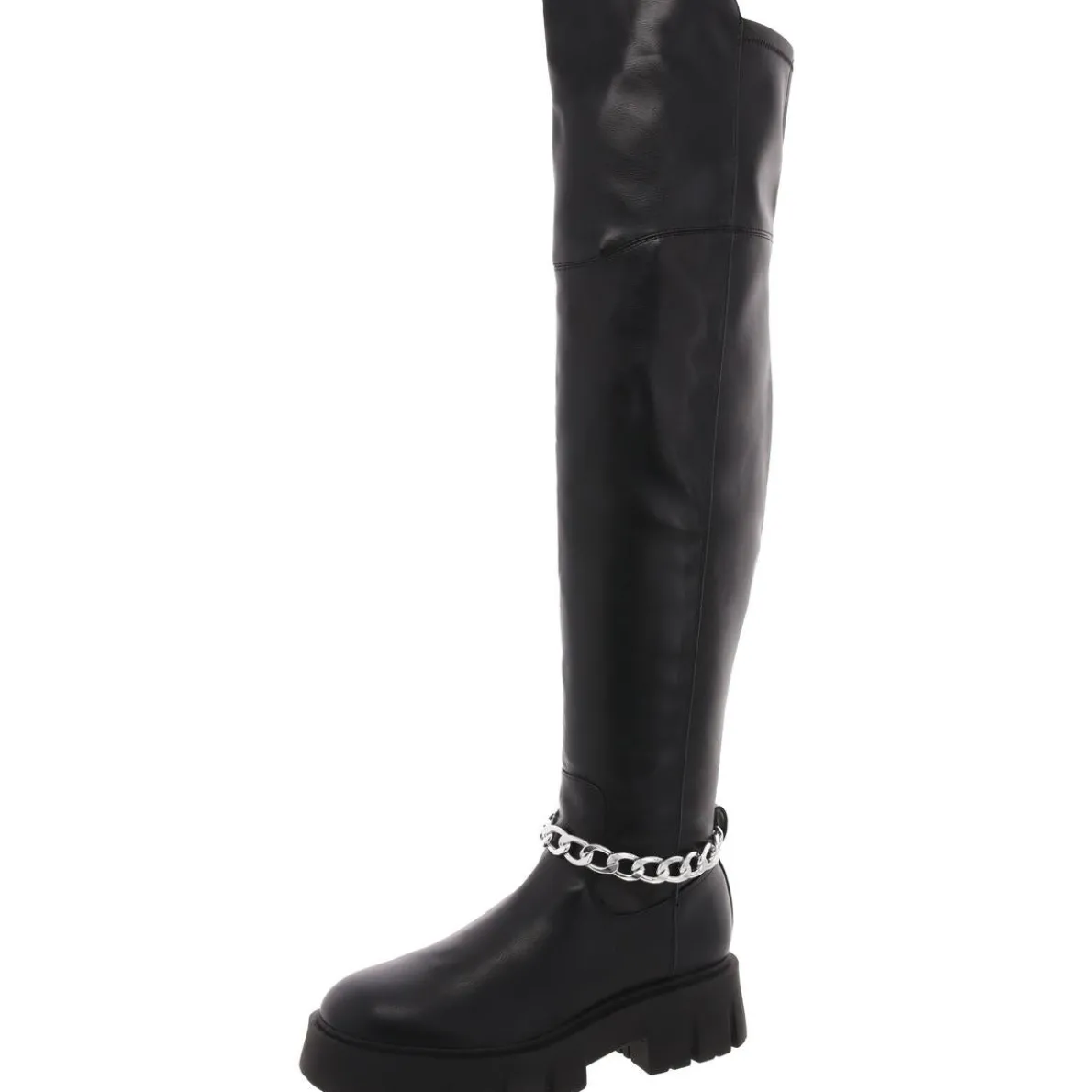 Coen Chain Leather Knee-High Boots
