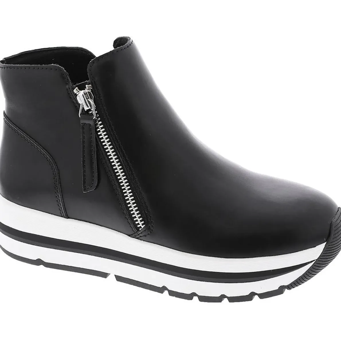 Glided Leather Flatform Ankle Boots