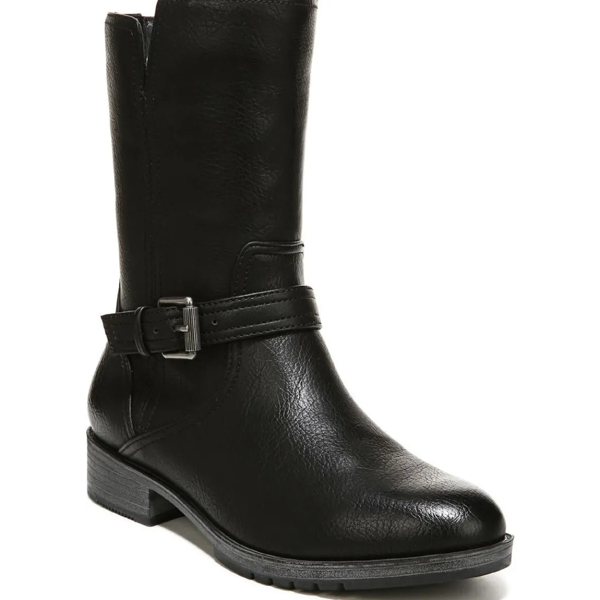 Gloriah Faux Leather Block Heel Mid-Calf Boots