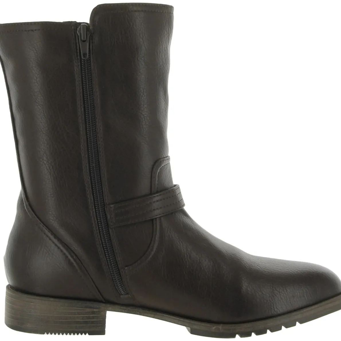 Gloriah Faux Leather Block Heel Mid-Calf Boots