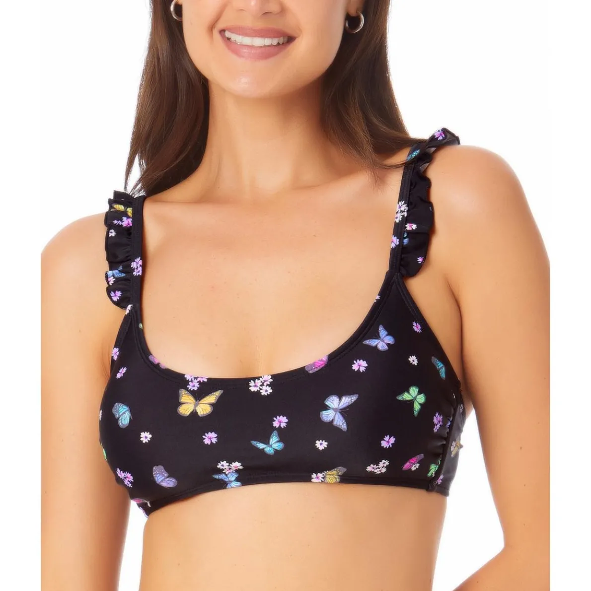 Printed Ruffled Bikini Swim top