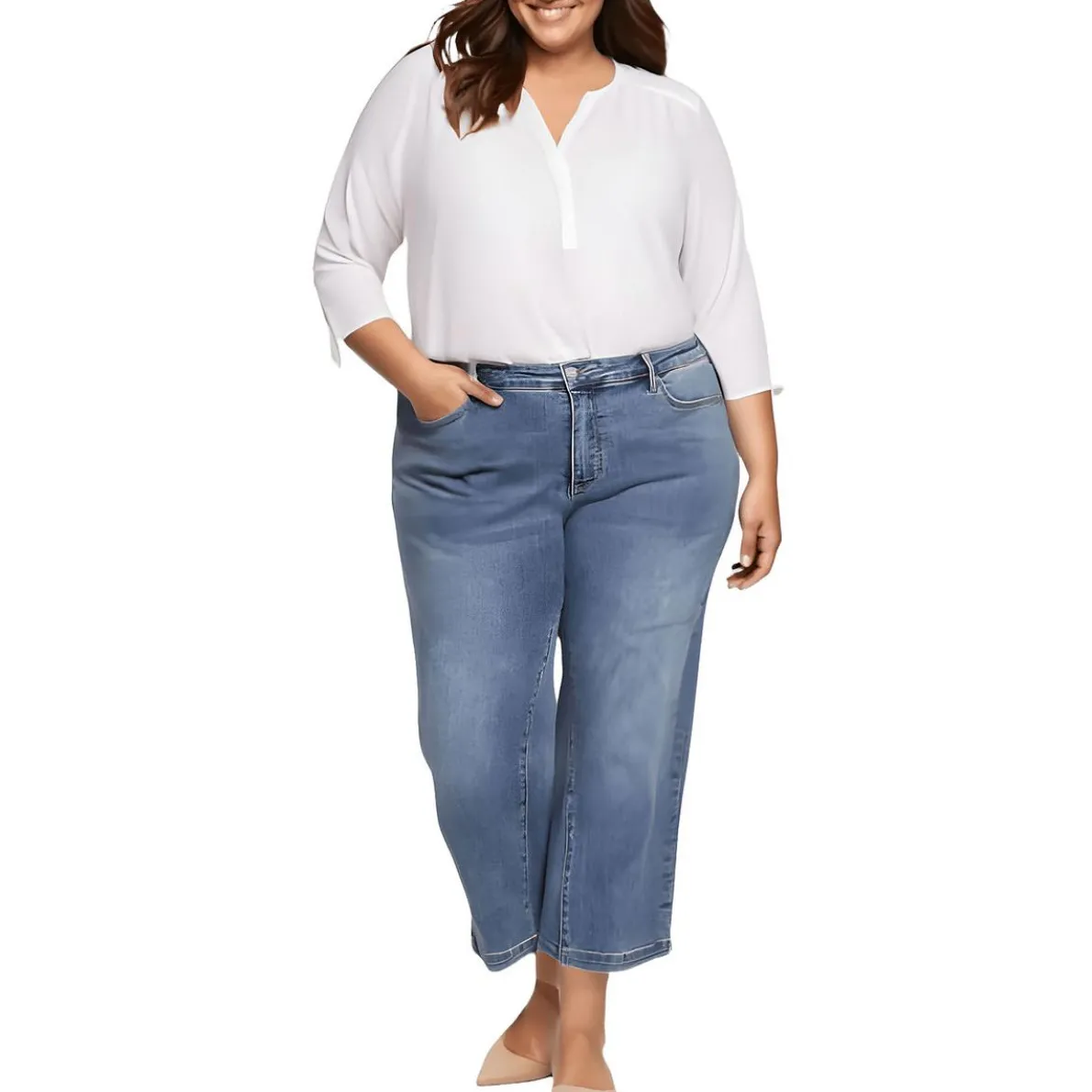 Plus Teresa Stretch Denim Wide Leg Jeans