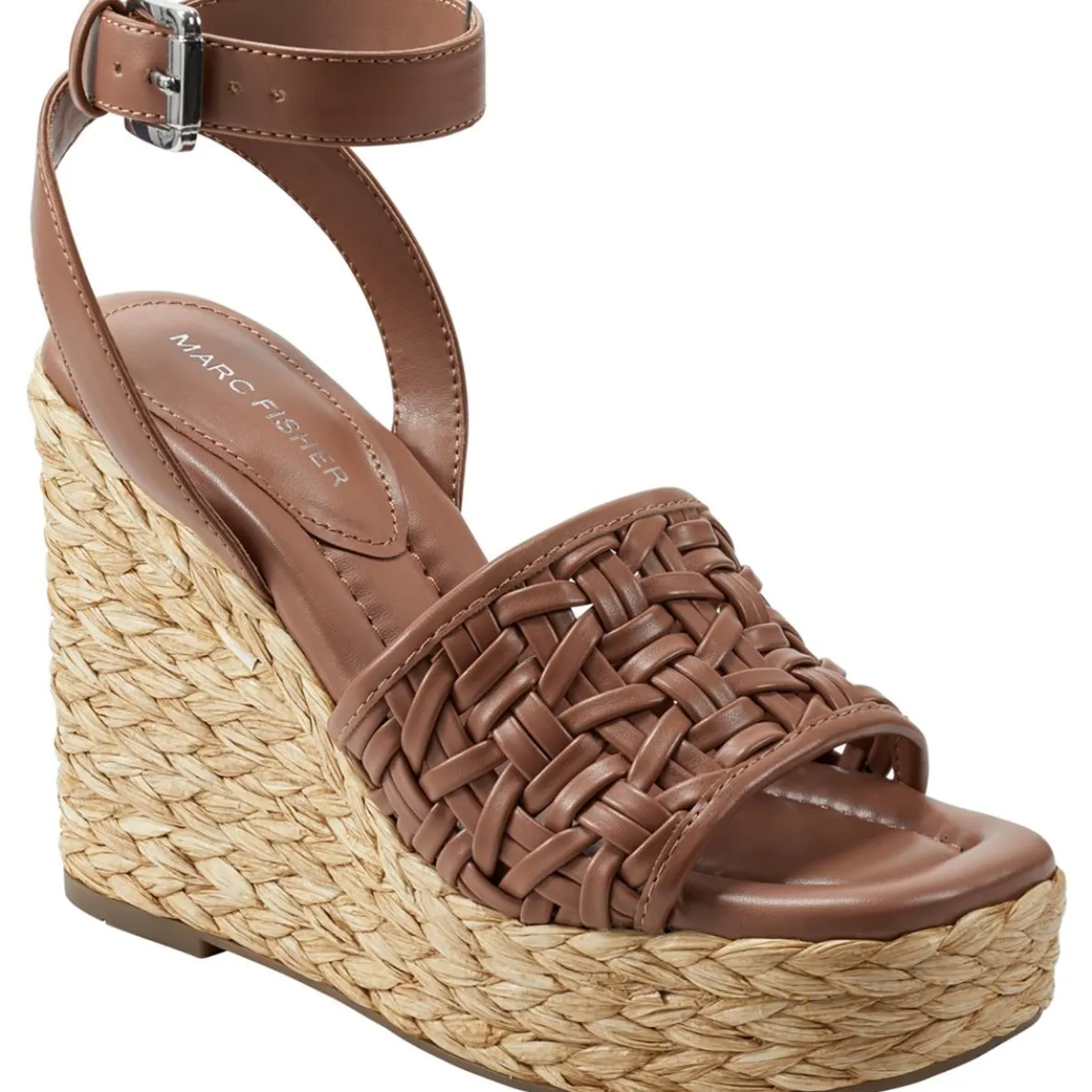 GODINA Faux Leather Ankle Strap Wedge Sandals