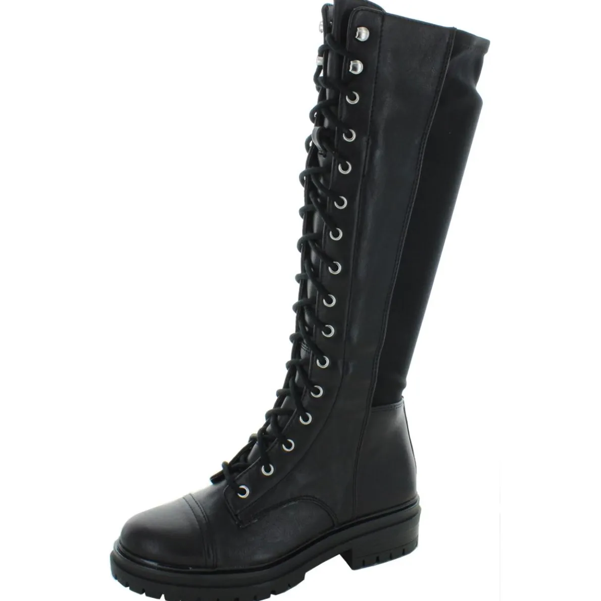 Gwen Faux Leather Combat Knee-High Boots