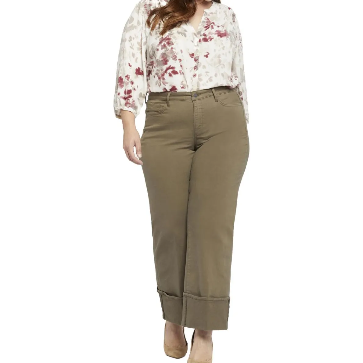 Teresa Cuffed Denim Wide Leg Jeans
