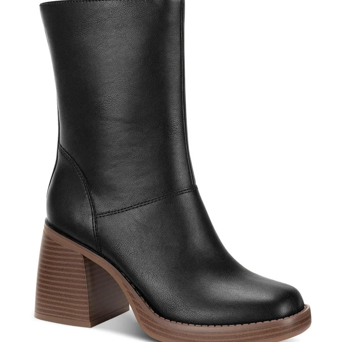 Aleenn Stacked Round Toe Mid-Calf Boots