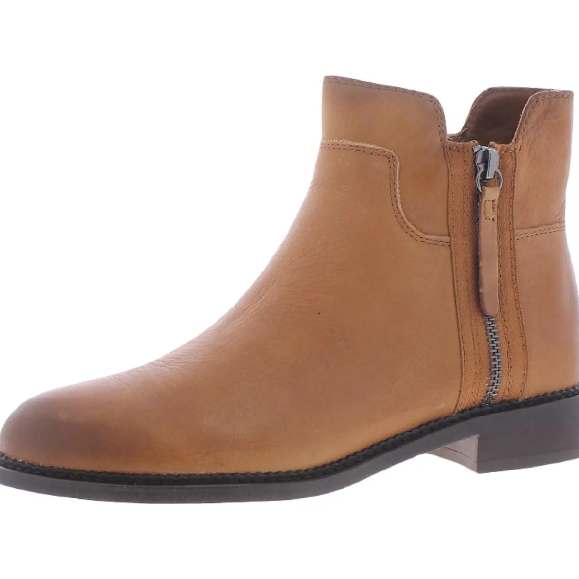 Halford Leather Block Heel Ankle Boots