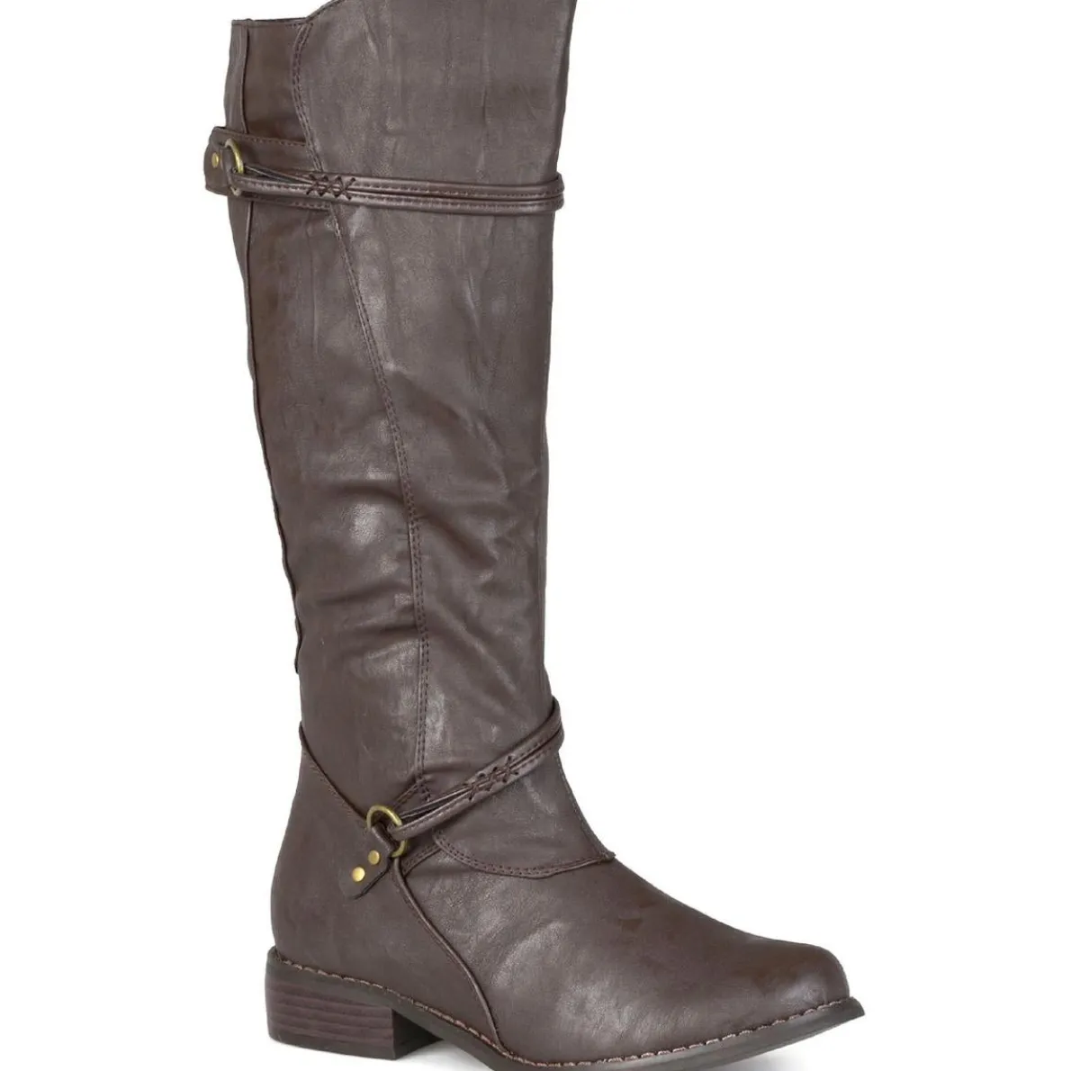 Harley Block Heel Faux Leather Knee-High Boots