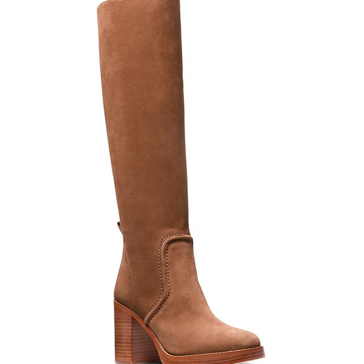 HAYDEN Block Heel Leather Knee-High Boots