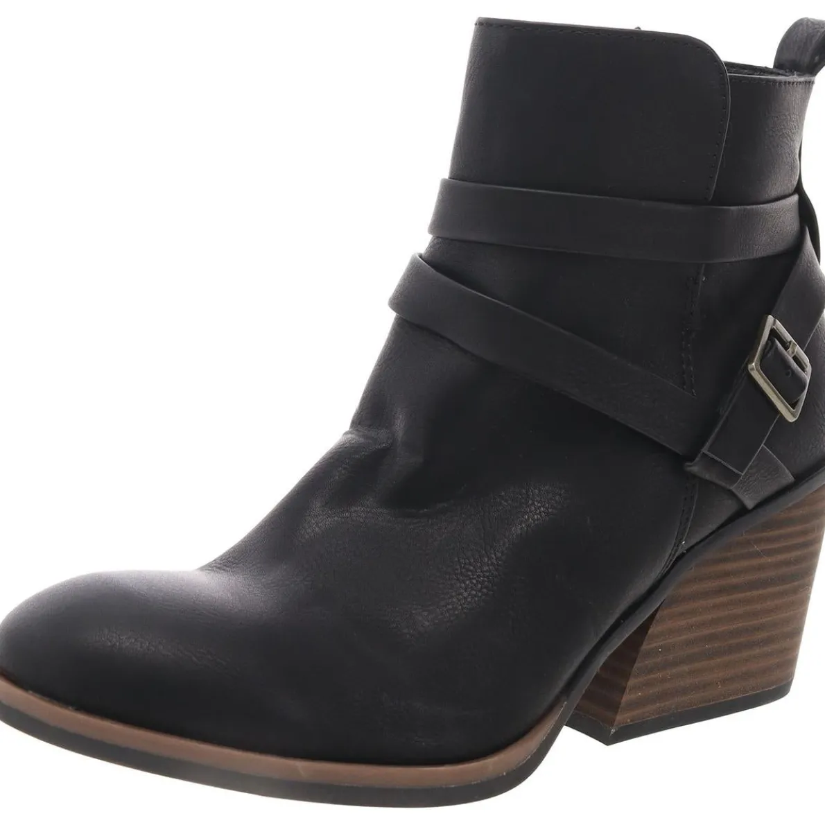 Heidi Faux Leather Block Heel Booties