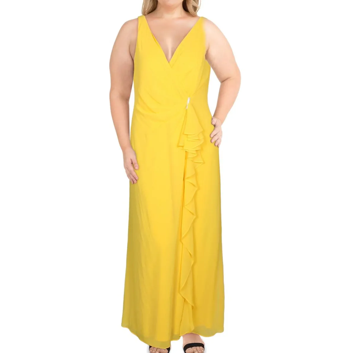 Hermina Surplice Ruffled Evening Dress