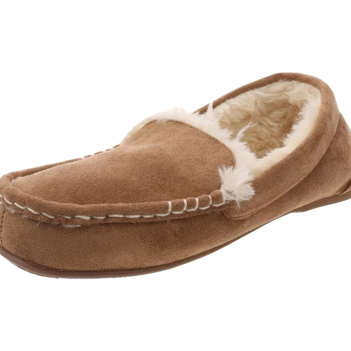 Faux Fur Lined Faux Suede Moccasin Slippers