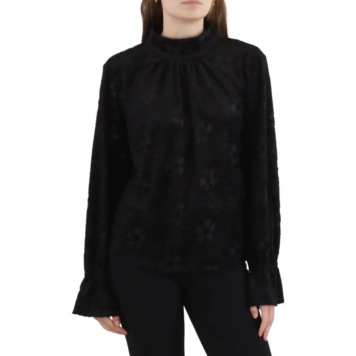 High Neck Open-Back Top Open Back Velvet Turtleneck Top