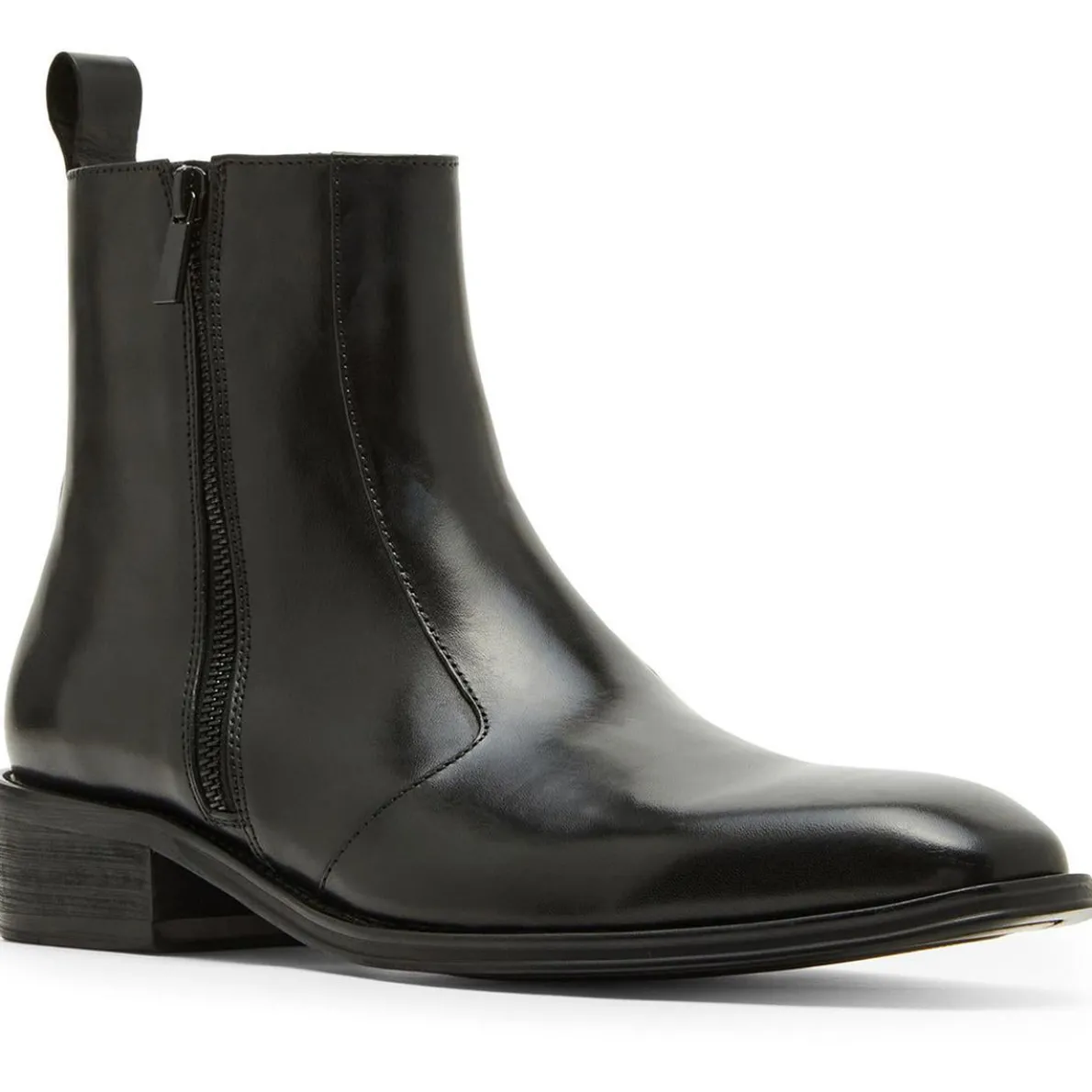 Hyphen Double Zipper Faux Leather Mid-Calf Boots