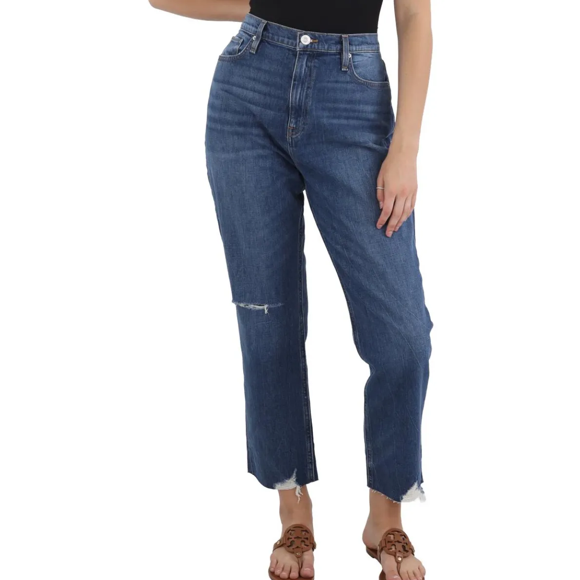 Holly Raw Hem Denim Straight Leg Jeans