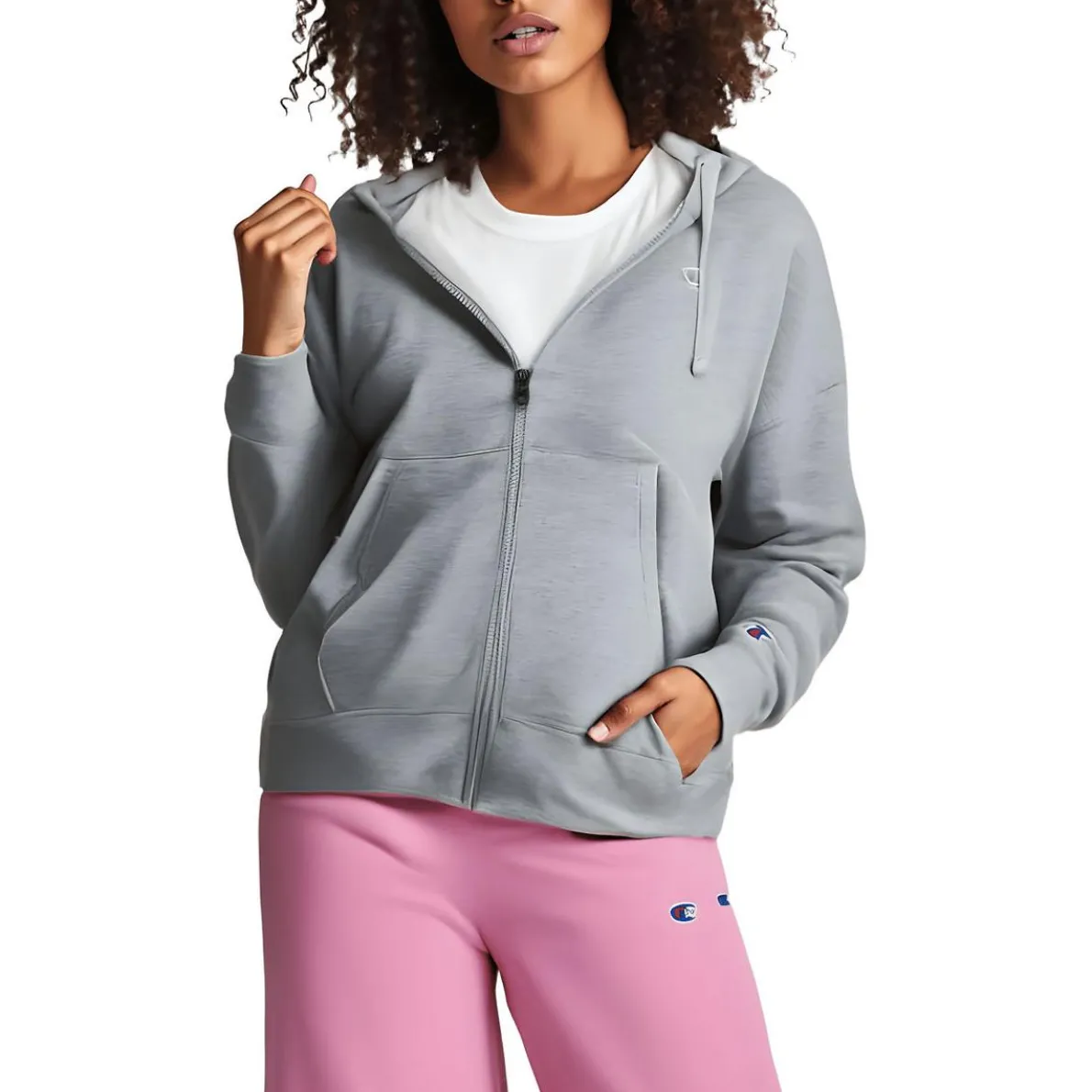 Hooded Cotton Stretch Zip-Up Jacket