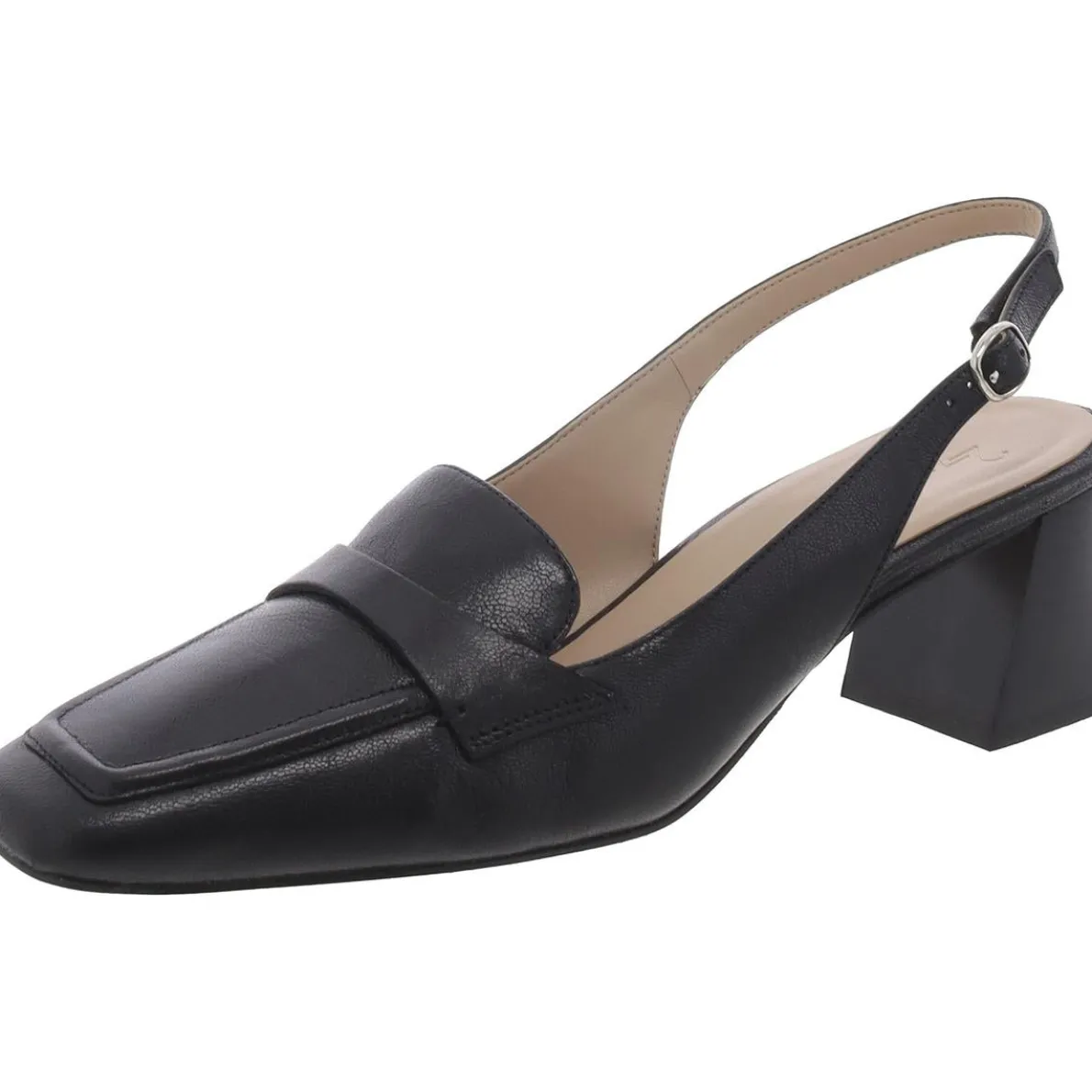 Hunny Leather Square Toe Slingback Heels