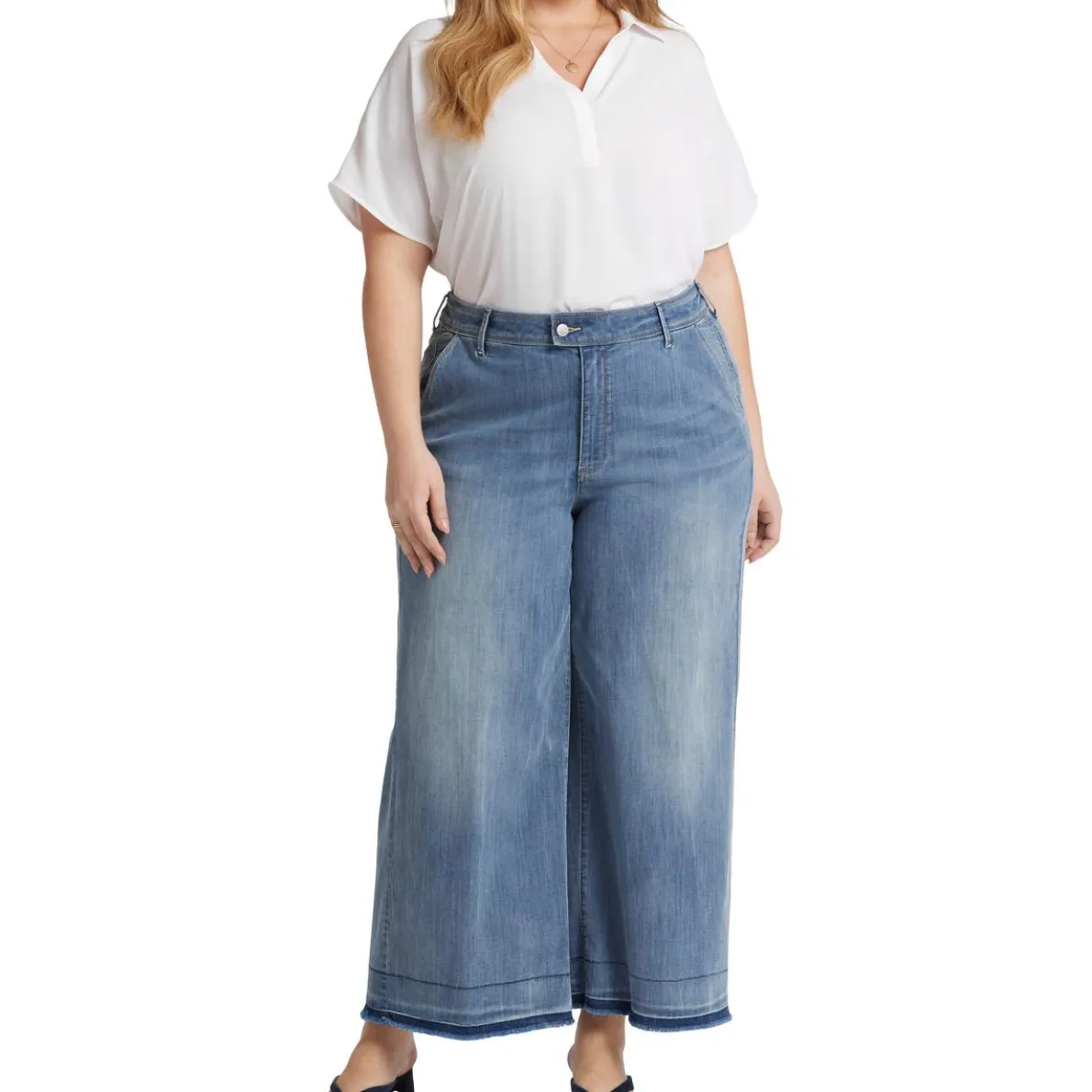 Plus Mona Frayed Hem Denim Ankle Jeans