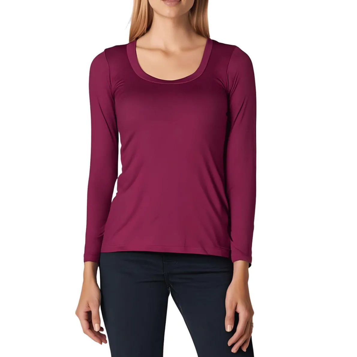 Plus Solid Long Sleeve Pullover Top