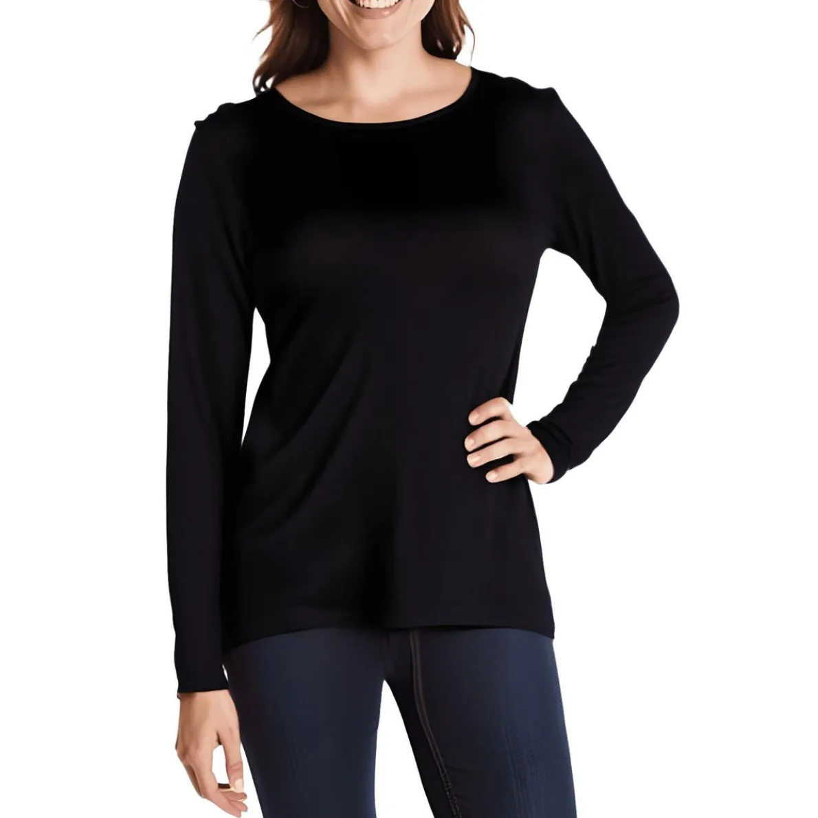 Plus Solid Long Sleeve Pullover Top