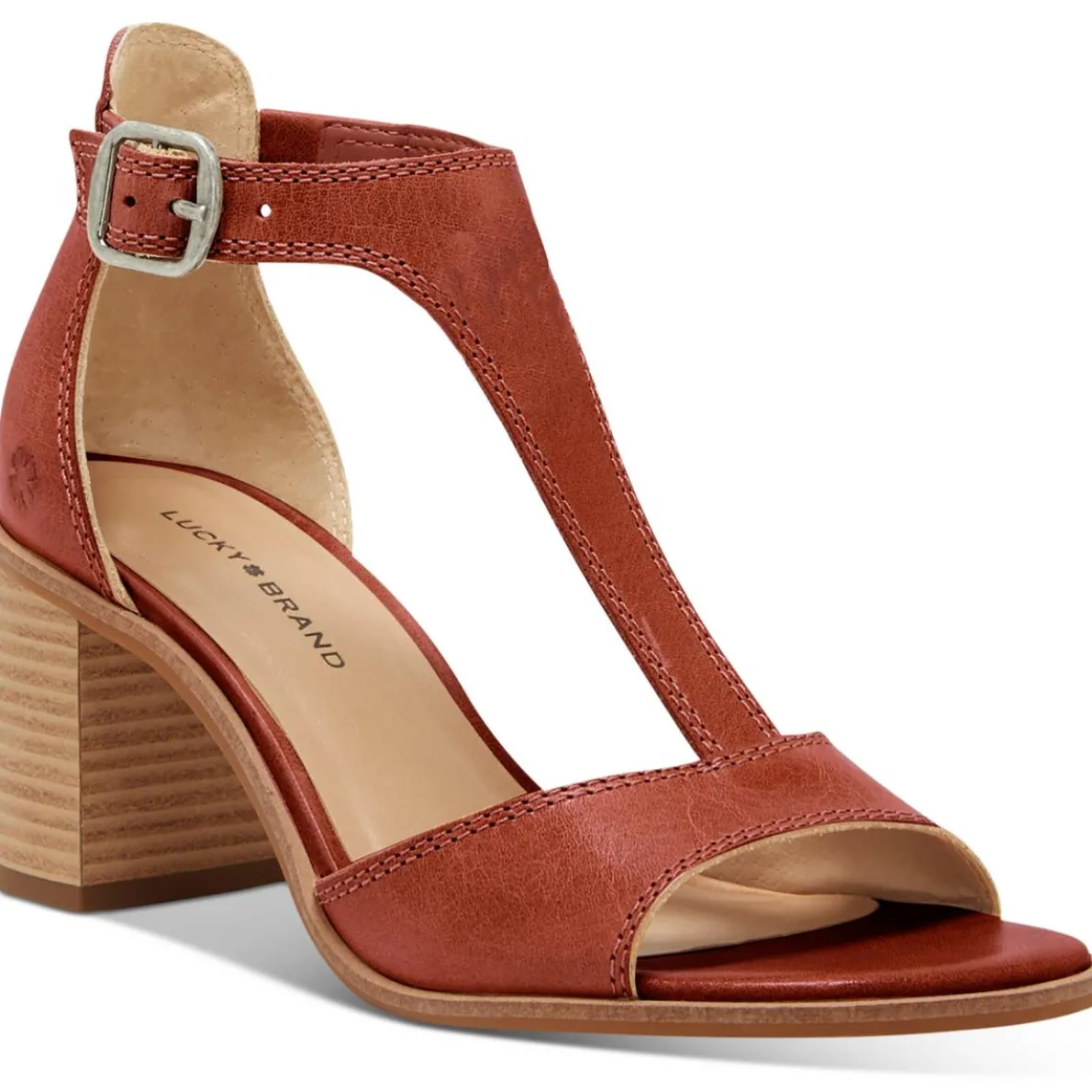 SABENI Leather T-Strap Block Heels