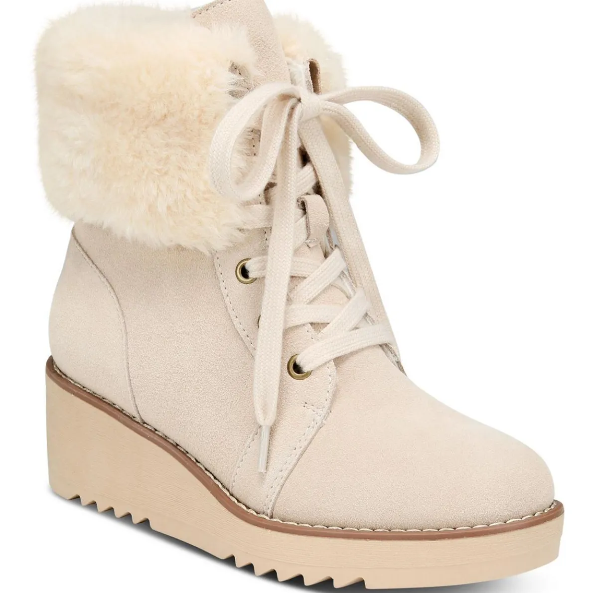 Iggyy Lace-Up Faux Fur Wedge Boots