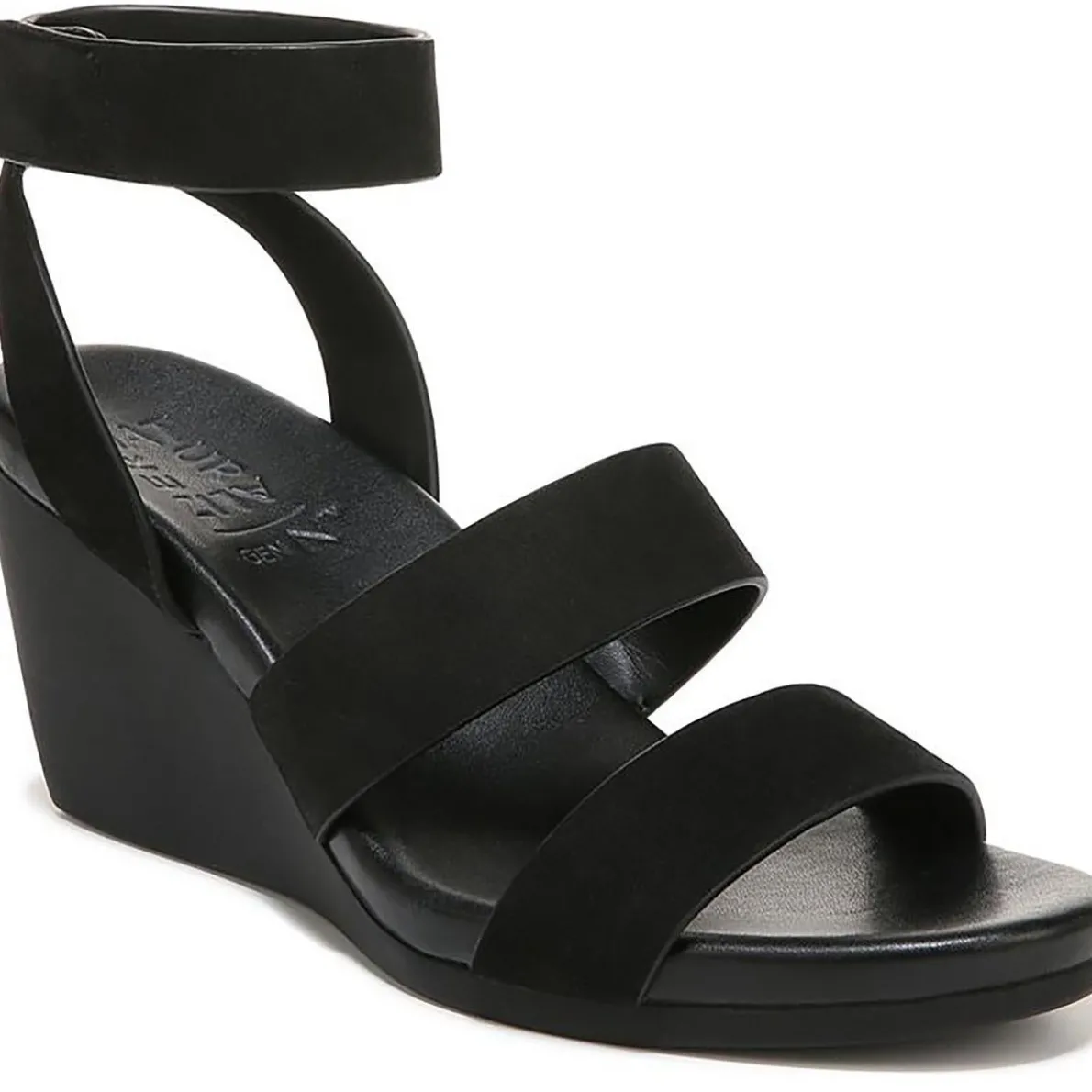 Ignite Leather Ankle Strap Wedge Sandals