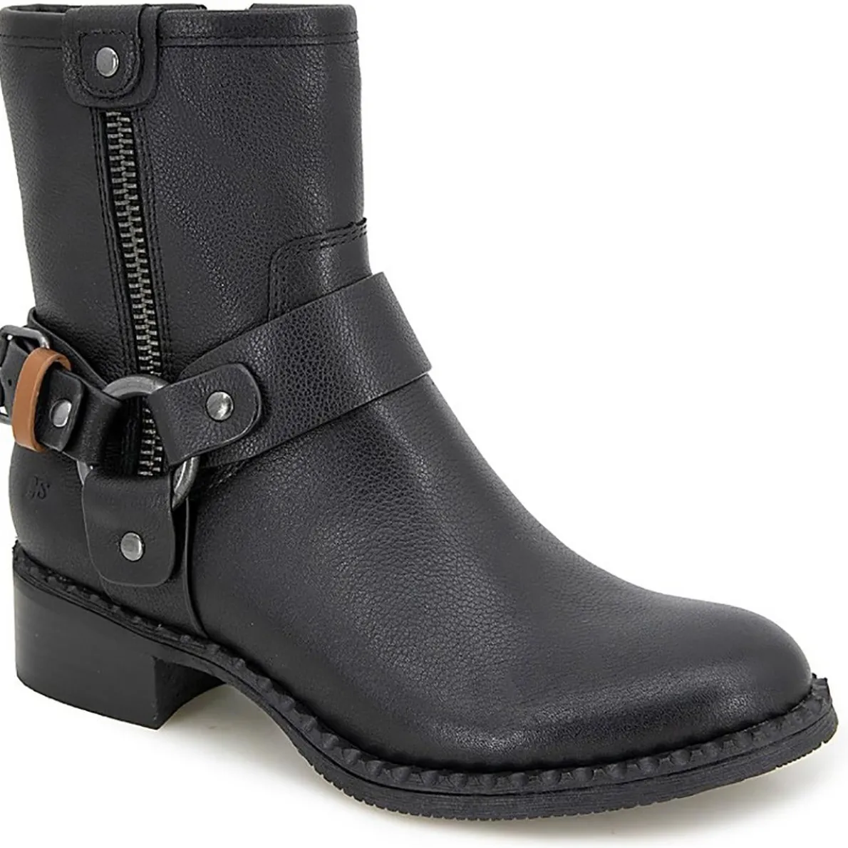 Buckle Leather Ankle Boots