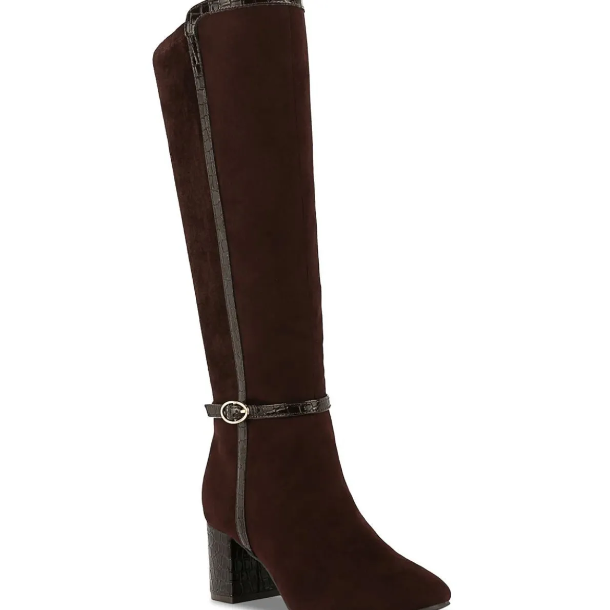 ISALEE Faux Suede Almond Toe Mid-Calf Boots