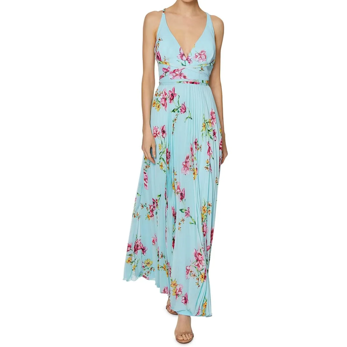 Floral Pleated Formal Dress