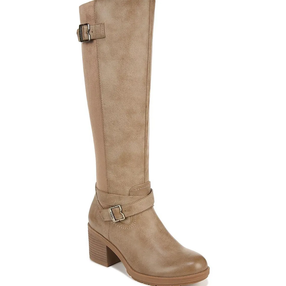 PRAIRIE Faux Leather Block Heel Knee-High Boots