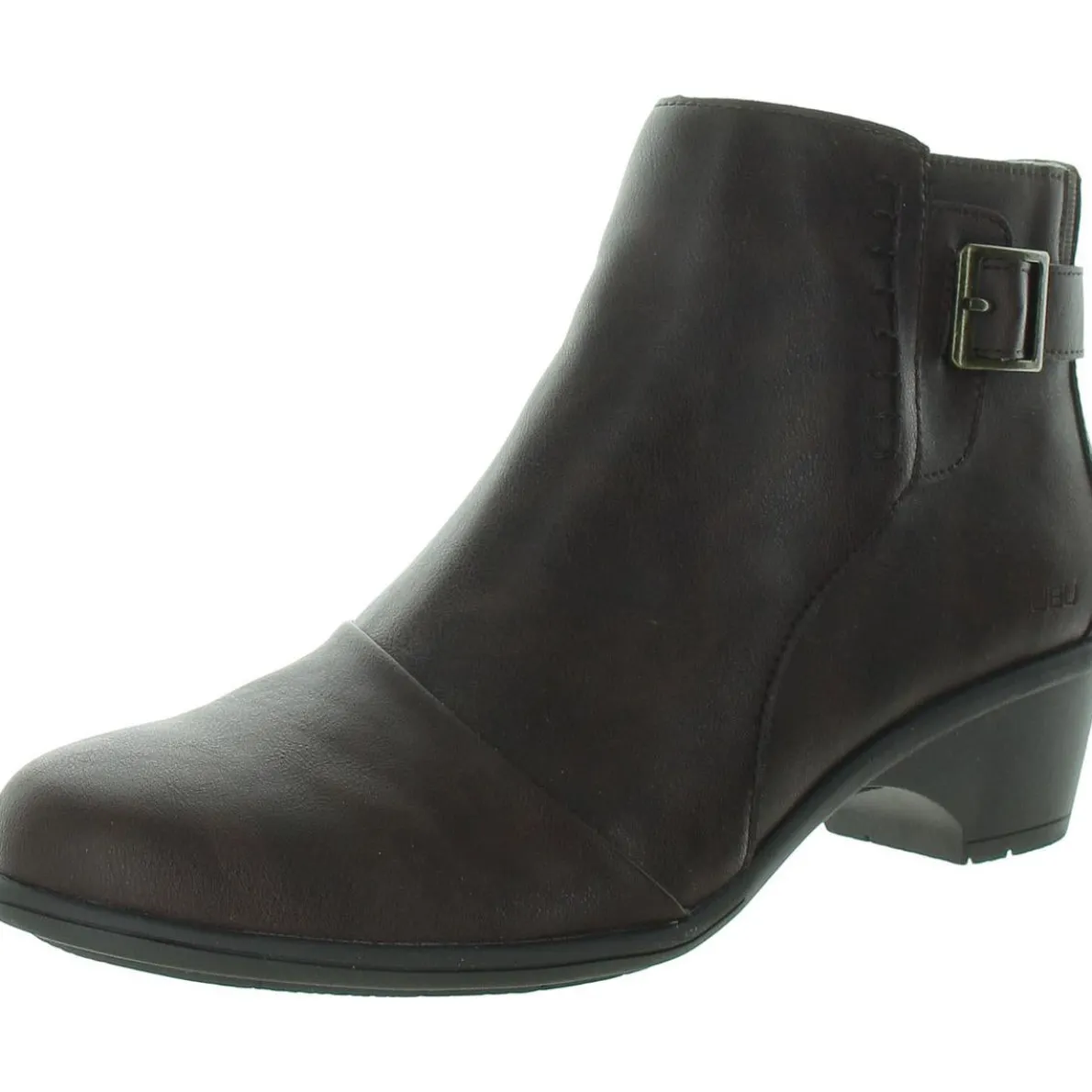 Giselle Buckle Faux Leather Ankle Boots