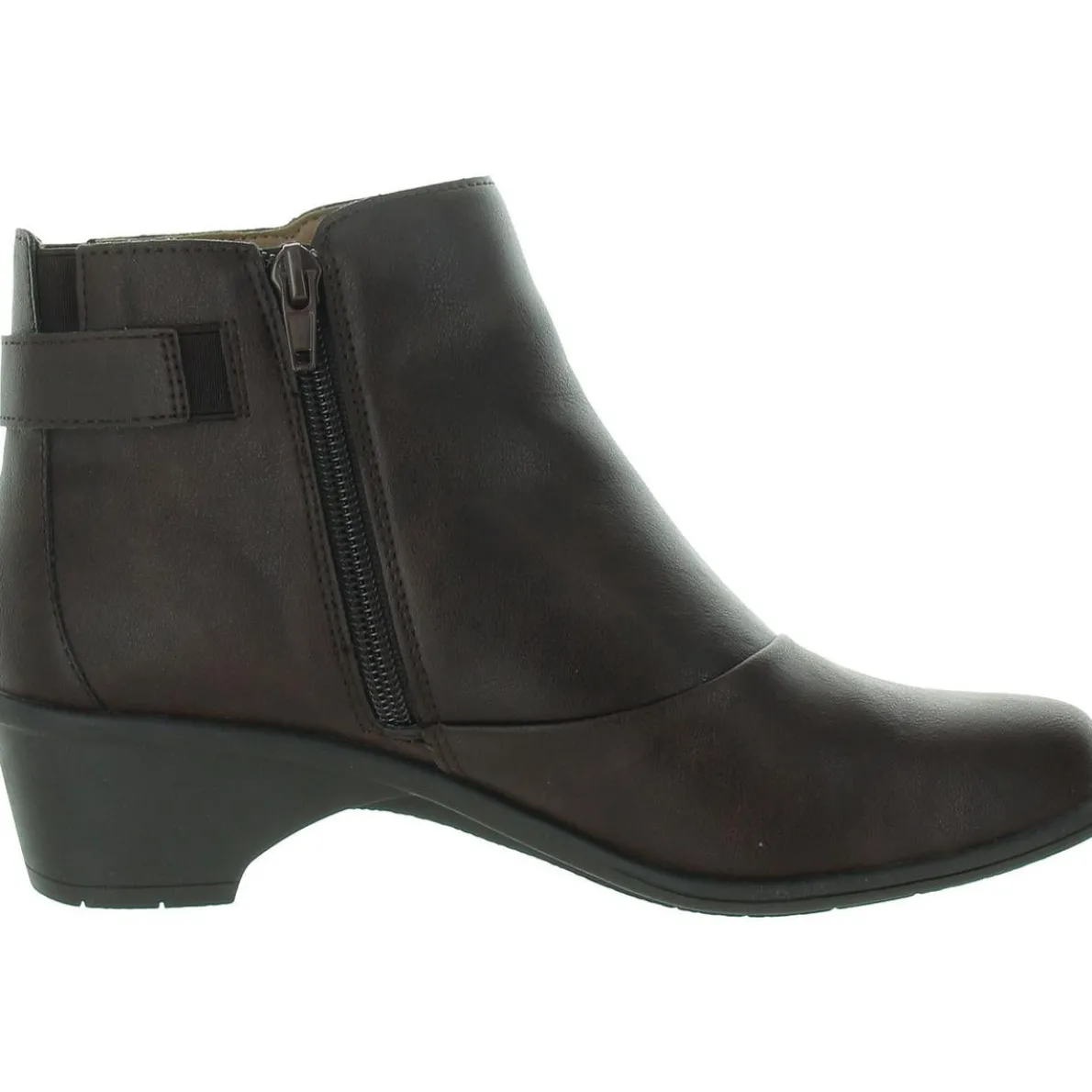 Giselle Buckle Faux Leather Ankle Boots