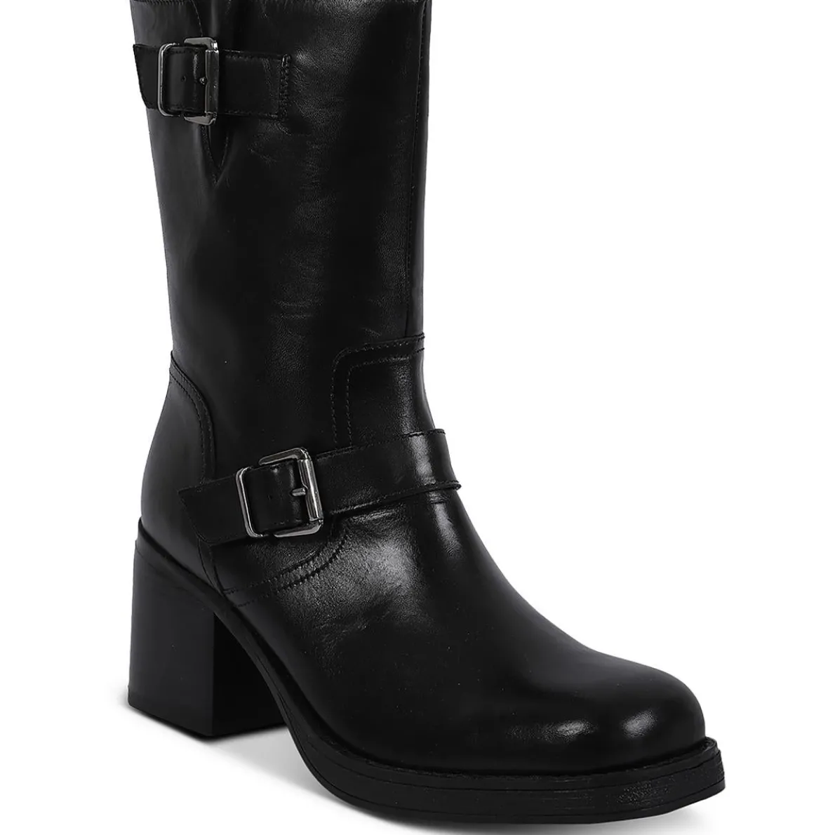 Janice Leather Solid Mid-Calf Boots