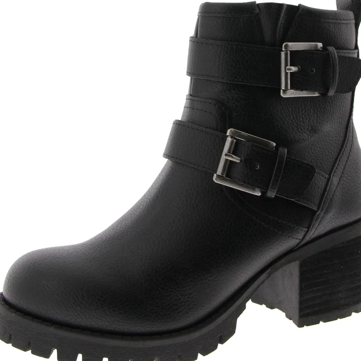 Jessi Faux Leather Block Heel Ankle Boots